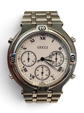 Vintage Gucci 9300 Swiss Made Stainless Steel Chronograph Watch